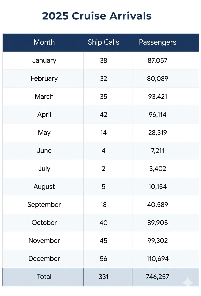 2025 Cruise Arrivals Data Summary